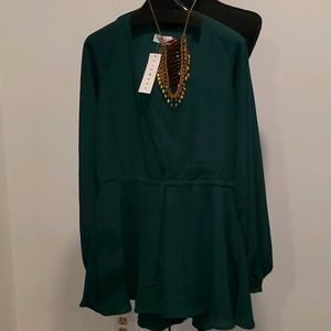 Green deep neck romper